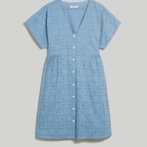 Madewell Cotton Light Blue Eyelet Mini Short Spring Dress Size Small